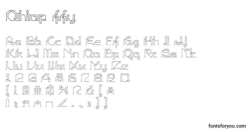 Schriftart Ohiop ffy – Alphabet, Zahlen, spezielle Symbole