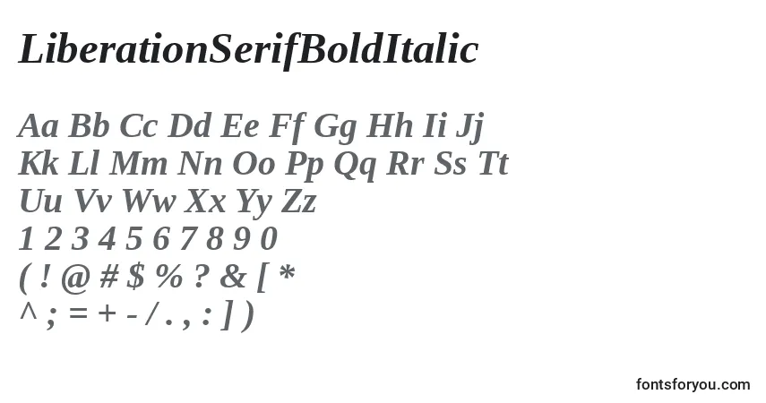 LiberationSerifBoldItalic-fontti – aakkoset, numerot, erikoismerkit