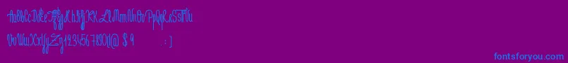 Fonte JeNaimePasLeLundiBold – fontes azuis em um fundo violeta