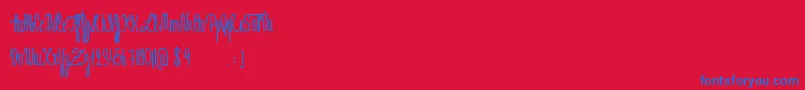 Weitere Informationen zur JeNaimePasLeLundiBold-Schriftart JeNaimePasLeLundiBold-Schriftart – Blaue Schriften auf rotem Hintergrund