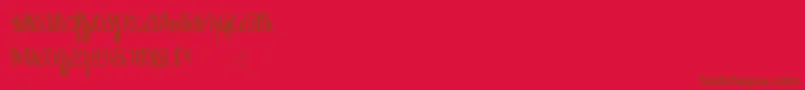 JeNaimePasLeLundiBold-Schriftart – Braune Schriften auf rotem Hintergrund