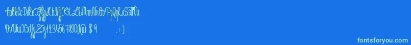フォントJeNaimePasLeLundiBold – 青い背景に緑のフォント