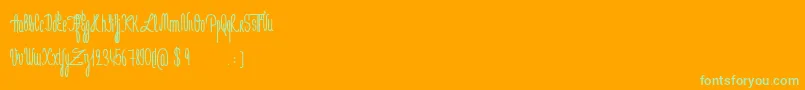 フォントJeNaimePasLeLundiBold – オレンジの背景に緑のフォント