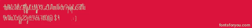 フォントJeNaimePasLeLundiBold – 赤い背景に緑の文字