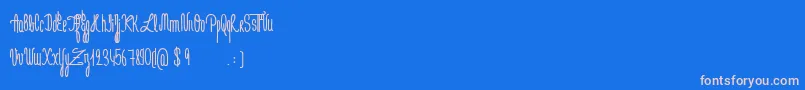フォントJeNaimePasLeLundiBold – ピンクの文字、青い背景