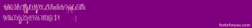 フォントJeNaimePasLeLundiBold – 紫の背景にピンクのフォント