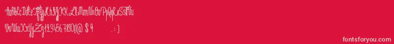 フォントJeNaimePasLeLundiBold – 赤い背景にピンクのフォント
