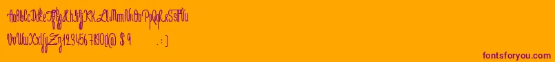 More about JeNaimePasLeLundiBold Font JeNaimePasLeLundiBold Font – Purple Fonts on Orange Background