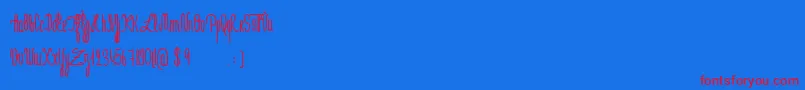 JeNaimePasLeLundiBold-fontti – punaiset fontit sinisellä taustalla