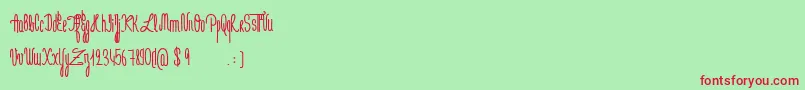 JeNaimePasLeLundiBold Font – Red Fonts on Green Background