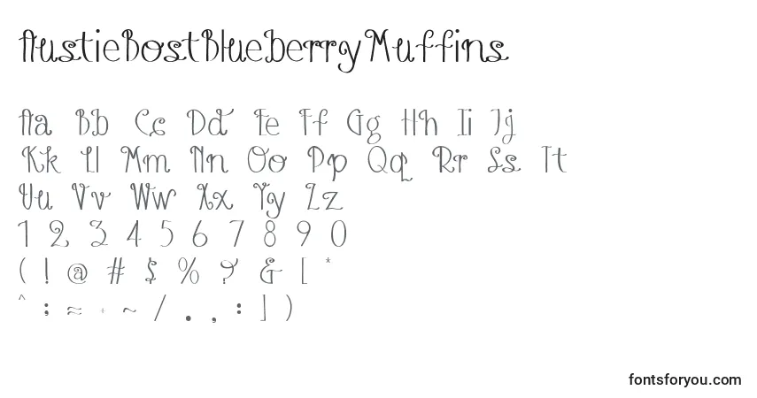 A fonte AustieBostBlueberryMuffins – alfabeto, números, caracteres especiais