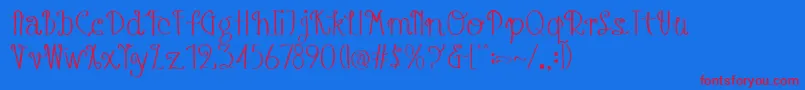 Шрифт AustieBostBlueberryMuffins – красные шрифты на синем фоне
