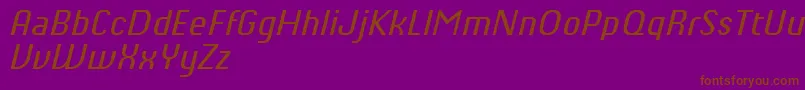 ChiqReducedItalic-Schriftart – Braune Schriften auf violettem Hintergrund