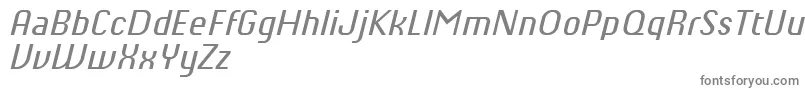 ChiqReducedItalic-fontti – harmaat kirjasimet valkoisella taustalla