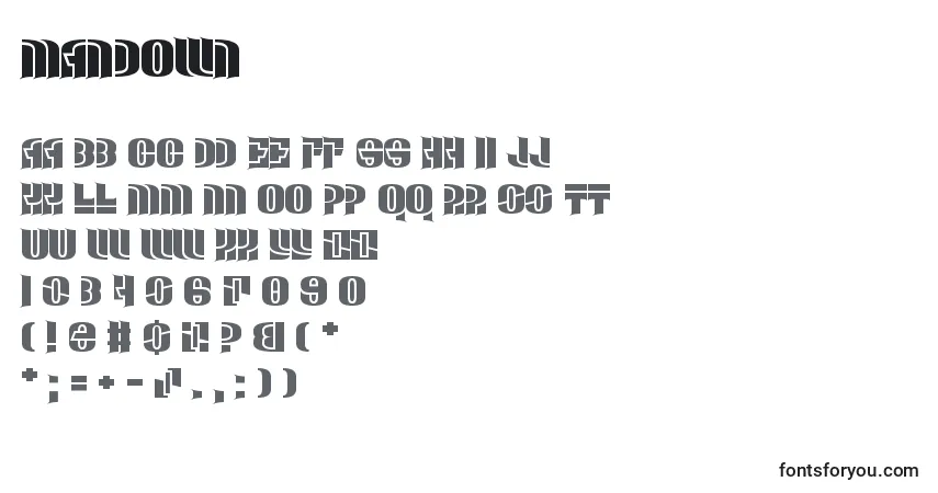 Шрифт ManDown – алфавит, цифры, специальные символы