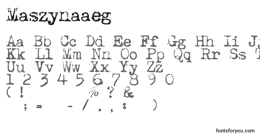 Maszynaaeg-fontti – aakkoset, numerot, erikoismerkit