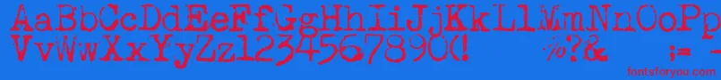 Maszynaaeg Font – Red Fonts on Blue Background