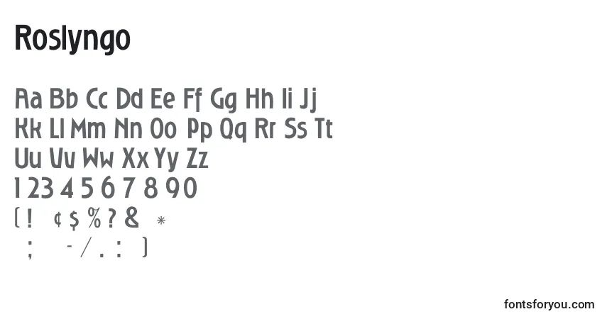 Schriftart Roslyngo – Alphabet, Zahlen, spezielle Symbole