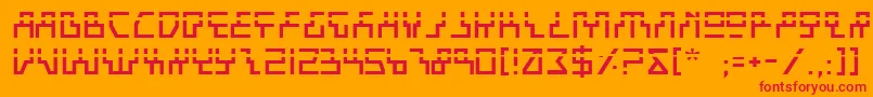 BeamRiderLaser-Schriftart – Rote Schriften auf orangefarbenem Hintergrund