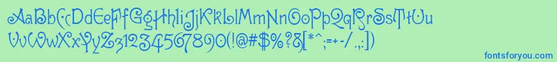 GuttenbergMf Font – Blue Fonts on Green Background