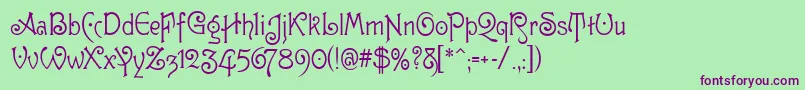 GuttenbergMf Font – Purple Fonts on Green Background