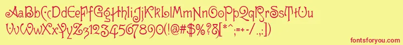 GuttenbergMf Font – Red Fonts on Yellow Background