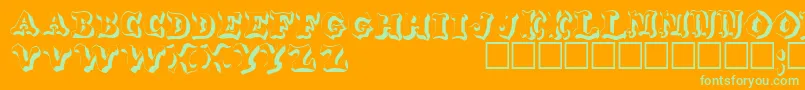 Saiba mais sobre a fonte WahoodisplaycapssskRegular Fonte WahoodisplaycapssskRegular – fontes verdes em um fundo laranja