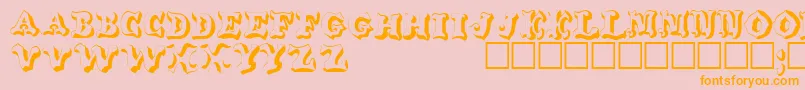 WahoodisplaycapssskRegular-Schriftart – Orangefarbene Schriften auf rosa Hintergrund