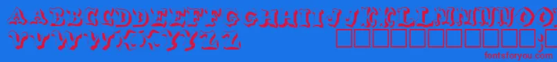 WahoodisplaycapssskRegular Font – Red Fonts on Blue Background