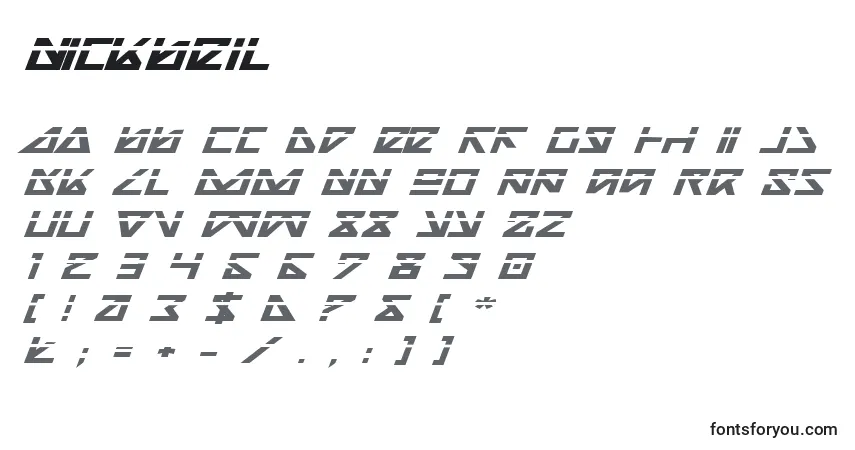 Czcionka Nickbeil – alfabet, cyfry, specjalne znaki