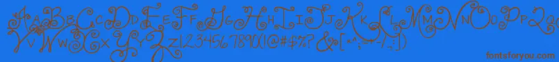 En savoir plus sur la police Jandaswirlygirl Police Jandaswirlygirl – polices brunes sur fond bleu