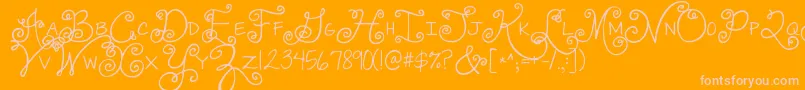 Jandaswirlygirl-Schriftart – Rosa Schriften auf orangefarbenem Hintergrund