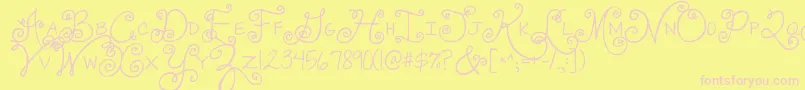 Jandaswirlygirl-fontti – vaaleanpunaiset fontit keltaisella taustalla
