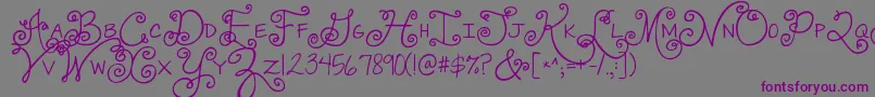 Шрифт Jandaswirlygirl – фиолетовые шрифты на сером фоне