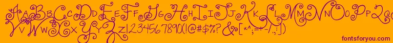 Jandaswirlygirl-Schriftart – Violette Schriften auf orangefarbenem Hintergrund