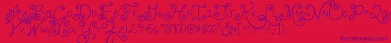Jandaswirlygirl-Schriftart – Violette Schriften auf rotem Hintergrund