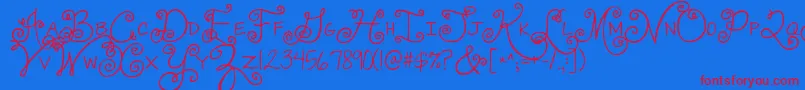 Jandaswirlygirl Font – Red Fonts on Blue Background