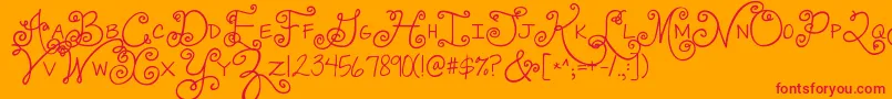 Jandaswirlygirl Font – Red Fonts on Orange Background