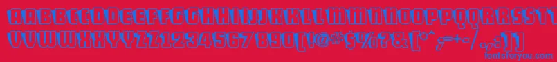 ShoCardcapsnf-Schriftart – Blaue Schriften auf rotem Hintergrund