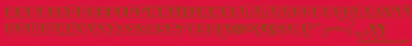 Fonte ShoCardcapsnf – fontes marrons em um fundo vermelho
