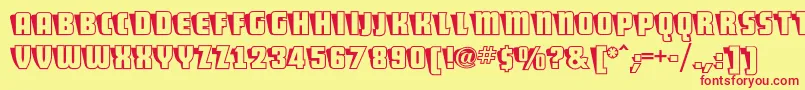 ShoCardcapsnf Font – Red Fonts on Yellow Background