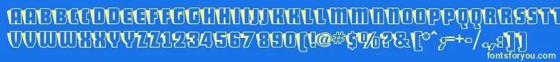 ShoCardcapsnf Font – Yellow Fonts on Blue Background