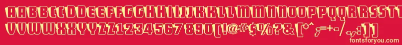 ShoCardcapsnf Font – Yellow Fonts on Red Background