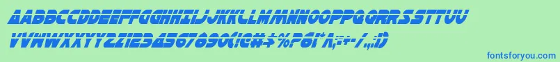 HanSoloCondLaserItalic-Schriftart – Blaue Schriften auf grünem Hintergrund