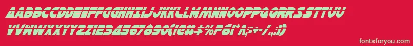 フォントHanSoloCondLaserItalic – 赤い背景に緑の文字