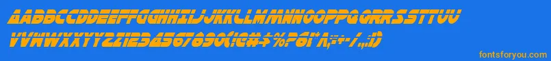 HanSoloCondLaserItalic-Schriftart – Orangefarbene Schriften auf blauem Hintergrund