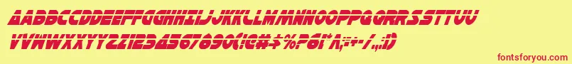 フォントHanSoloCondLaserItalic – 赤い文字の黄色い背景