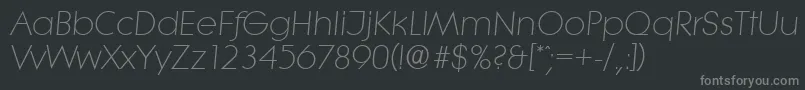 LiteraserialLightItalic Font – Gray Fonts on Black Background