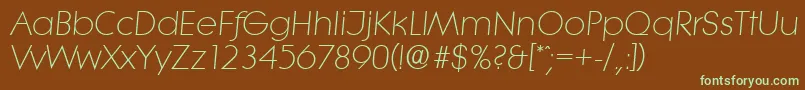 LiteraserialLightItalic-fontti – vihreät fontit ruskealla taustalla
