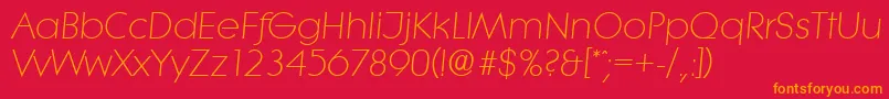 LiteraserialLightItalic Font – Orange Fonts on Red Background